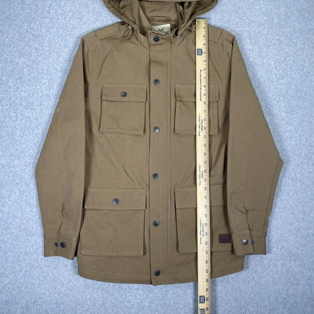 Thorogood Field Jacket Mens MD Tan Hooded Utility Multi-Pocket Workwear Coat